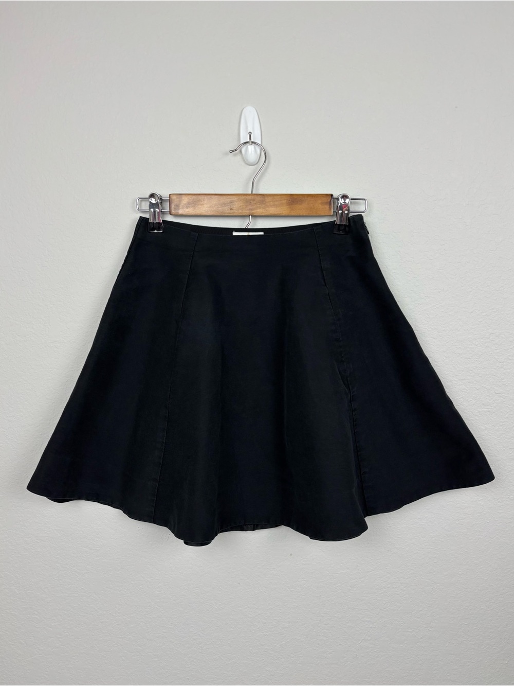 Kate Spade Women's Size 0 Black Flared Skater Mini Skirt Silk Cotton Blend